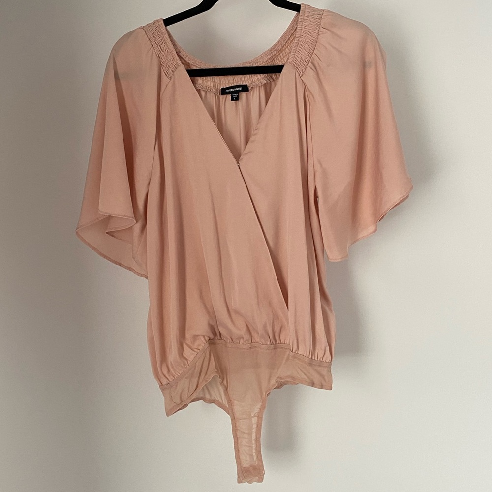 Mittoshop surplice bodysuit large bodysuit peach pink color